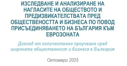 Обществени нагласи сред граждани и бизнес за въвеждането на еврото в България към октомври 2025 г.